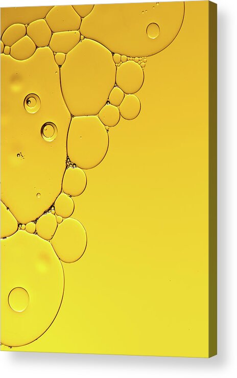 Fluid Acrylic Print featuring the photograph Abstract, image of oil, water and soap with colourful background by Michalakis Ppalis