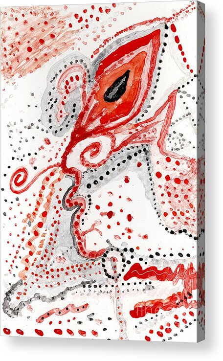 Abstract Acrylic Print featuring the glass art Abstract In Red And Grey by Bentley Davis
