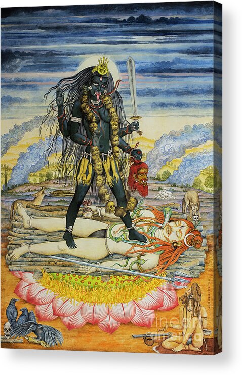 Kali Acrylic Print featuring the painting Adya Kali by Vrindavan Das