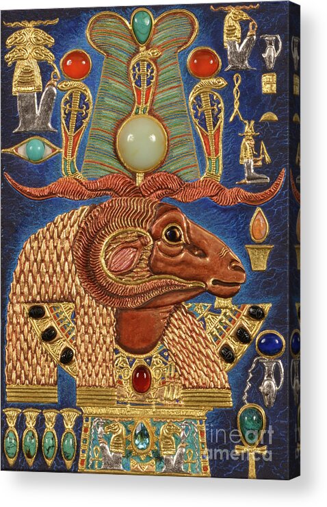 Ancient Acrylic Print featuring the mixed media Akem-Shield of Khnum-Ptah-Tatenen and the Egg of Creation by Ptahmassu Nofra-Uaa