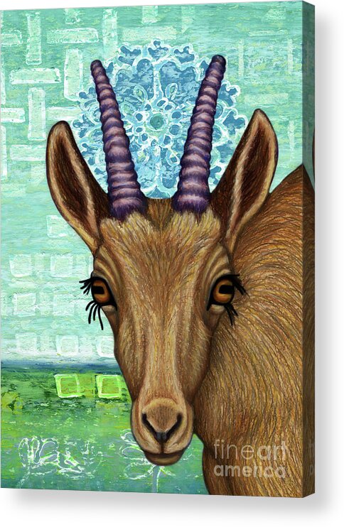 Ibex Acrylic Print featuring the painting Alpine Ibex Abstract by Amy E Fraser