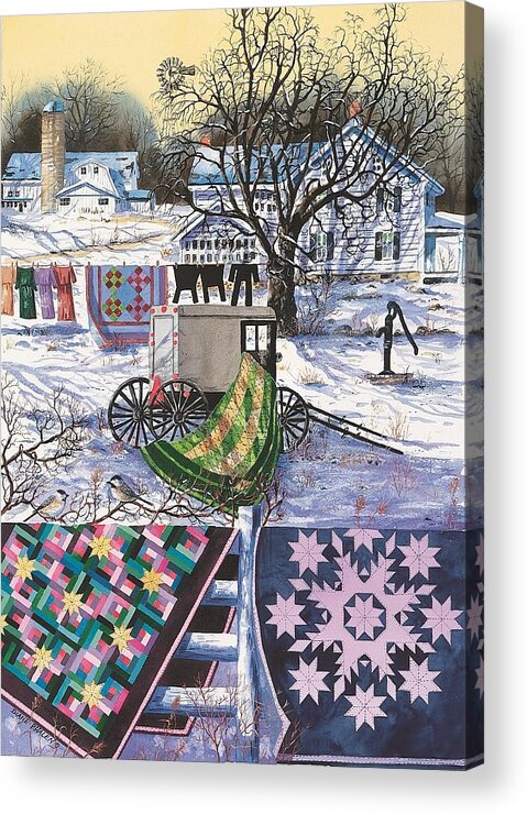 Quilts Acrylic Print featuring the painting Amish Winter by Diane Phalen