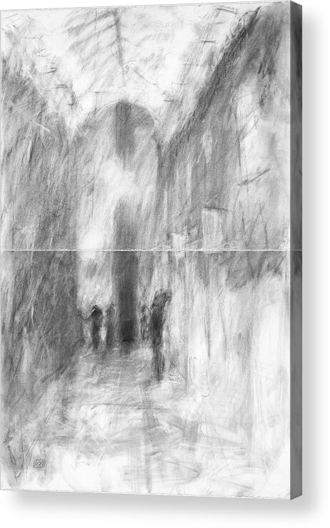 Drawing Acrylic Print featuring the drawing Nickels Archade Ann Arbor Diptych by Lisa Tennant