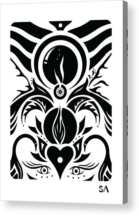 Black And White Acrylic Print featuring the digital art Aries by Silvio Ary Cavalcante