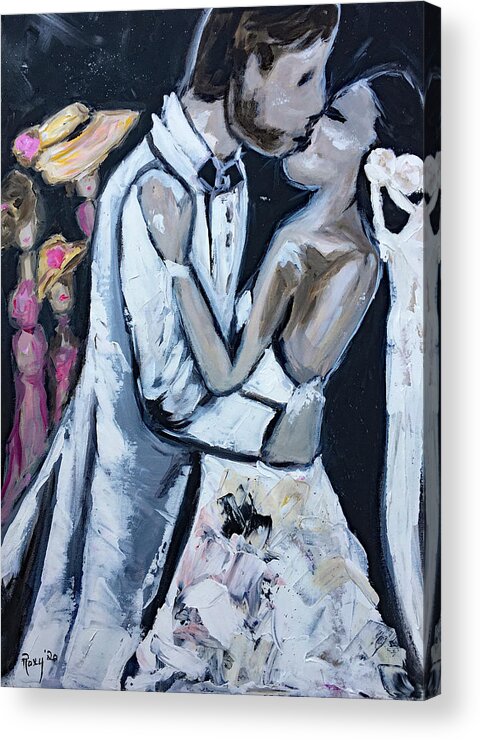 Wedding Acrylic Print featuring the painting At Last by Roxy Rich