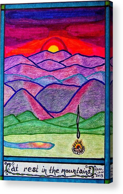 Rest Acrylic Print featuring the drawing At Rest In The Mountains by Karen Nice-Webb