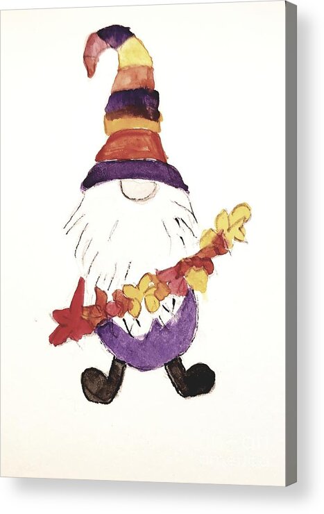  Acrylic Print featuring the painting Autumn Gnomes by Margaret Welsh Willowsilk
