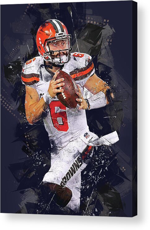 Ball Acrylic Print featuring the digital art Ball Play Cleveland Browns Player Baker Mayfield Baker Mayfield Baker Mayfield Bakermayfield Baker M by Wrenn Huber