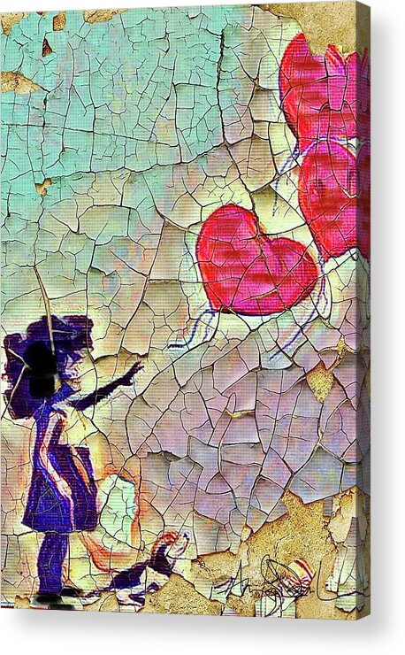  Acrylic Print featuring the mixed media Balloons by Angie ONeal