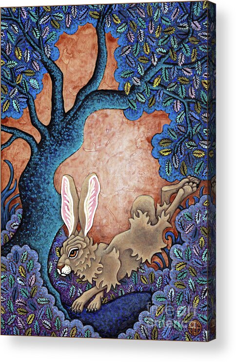 Hare Acrylic Print featuring the painting Beneath The Berylwood by Amy E Fraser