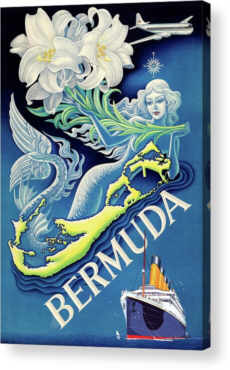 Bermuda Acrylic Print featuring the digital art Bermuda Mermaid by Long Shot