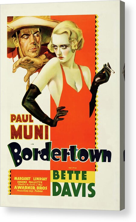 Bette Davis Acrylic Print featuring the photograph BETTE DAVIS and PAUL MUNI in BORDERTOWN -1935-, directed by ARCHIE MAYO. by Album