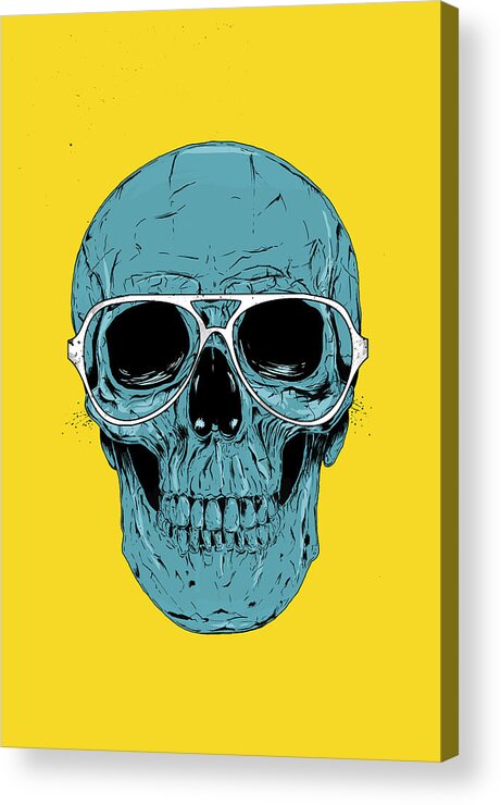Skull Acrylic Print featuring the drawing Blue skull by Balazs Solti