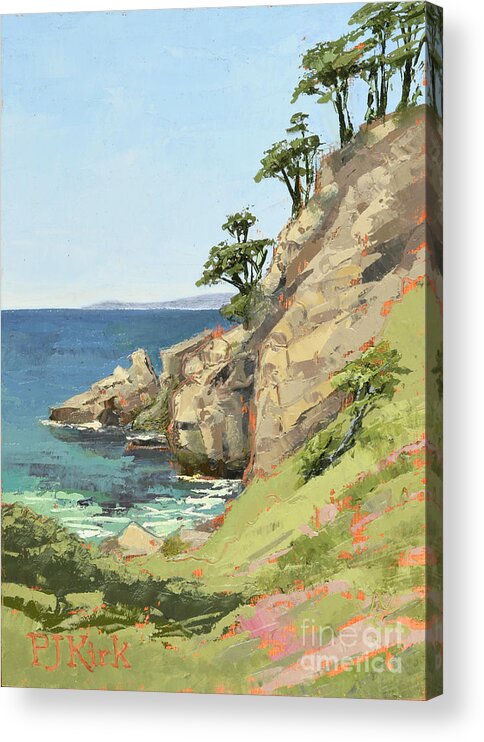 Landscape Acrylic Print featuring the painting Bluefish Cove - Point Lobos by PJ Kirk