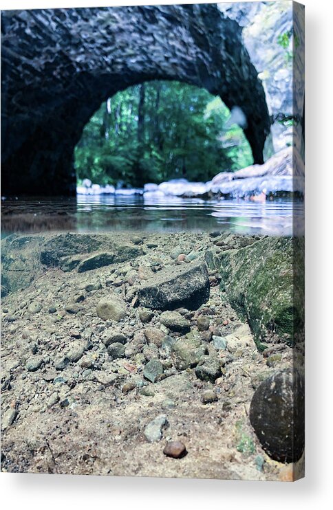 Water Acrylic Print featuring the photograph Bridge Over The River in the Forest by Amelia Pearn
