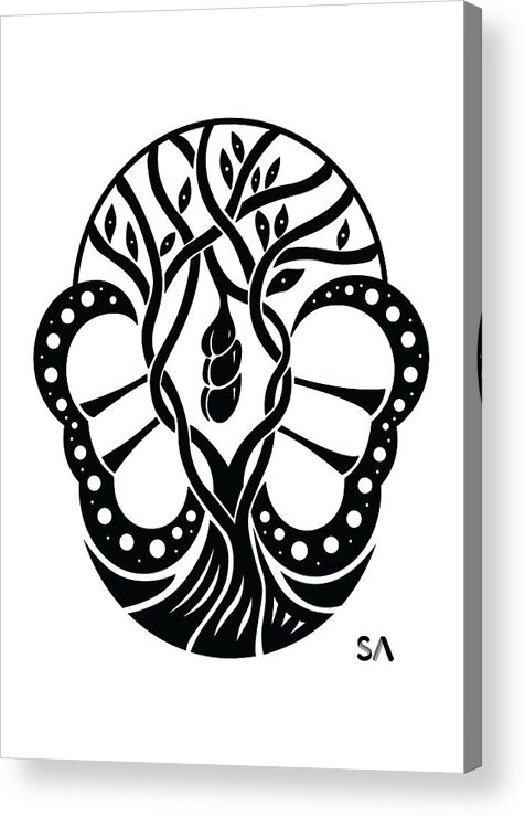 Black And White Acrylic Print featuring the digital art Butterfly by Silvio Ary Cavalcante