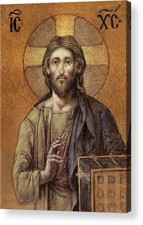 Christian Art Acrylic Print featuring the painting Byzantine Christ by Kurt Wenner