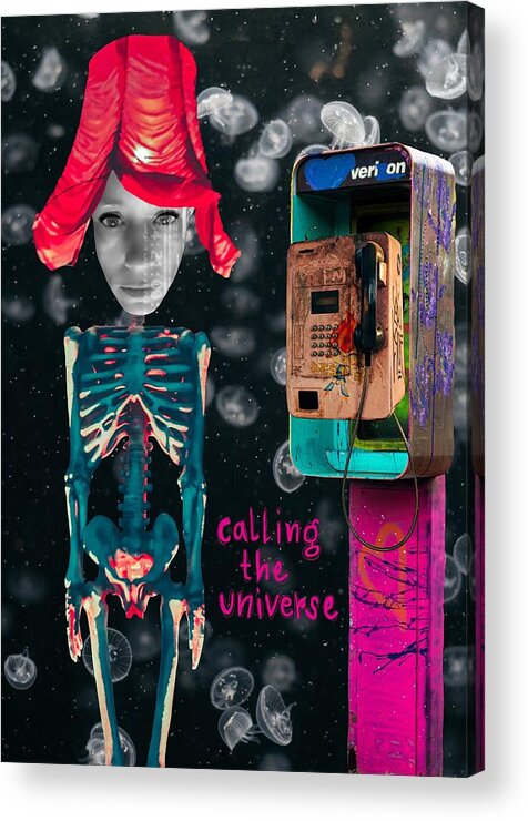 Collage Acrylic Print featuring the digital art Calling the universe by Tanja Leuenberger