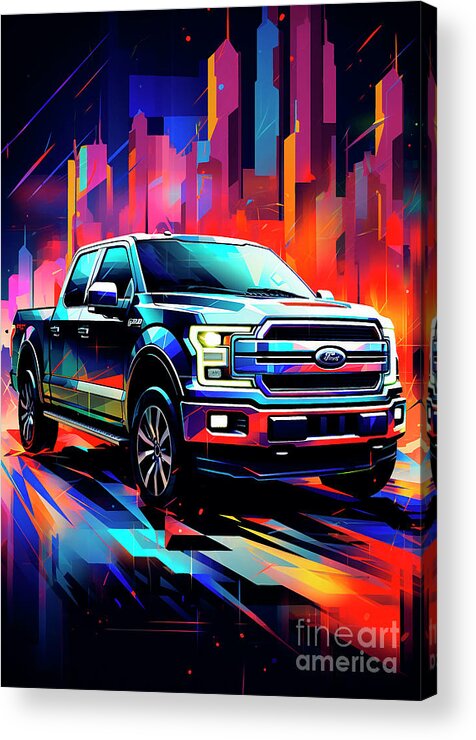 Vehicles Acrylic Print featuring the drawing Car 101 Ford F-150 Retro Revival Rides by Clark Leffler