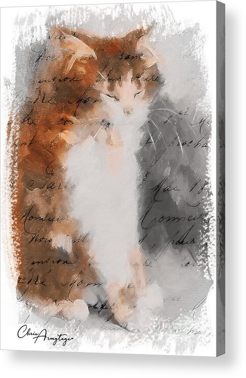 Cat Acrylic Print featuring the painting Cher Chat ... by Chris Armytage