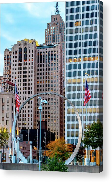 Detroit Acrylic Print featuring the photograph Hart Plaza Sculpture 2 by Bruce VanLoon