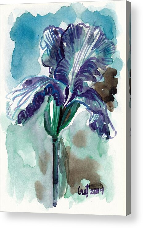 Iris Acrylic Print featuring the painting Cold Iris by George Cret