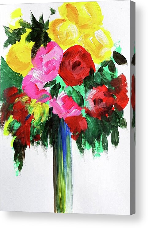 Colorful Roses Acrylic Print featuring the painting Colorful Roses by Nicole Tang