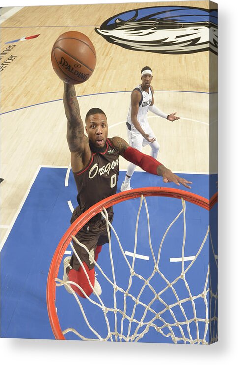 Nba Pro Basketball Acrylic Print featuring the photograph Damian Lillard by Glenn James