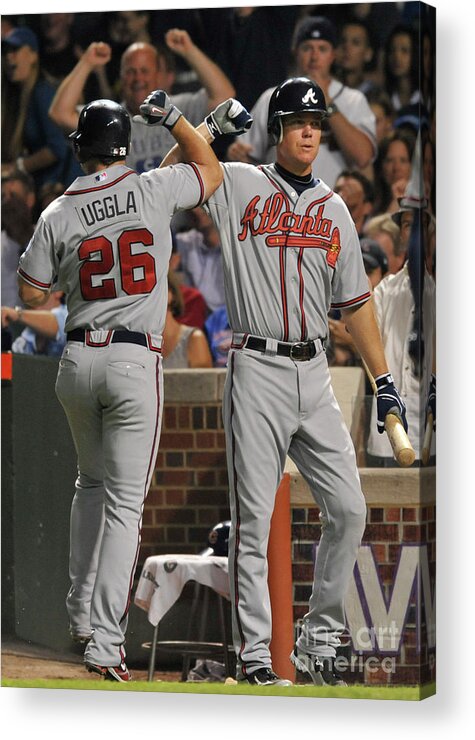 People Acrylic Print featuring the photograph Dan Uggla and Chipper Jones by David Banks