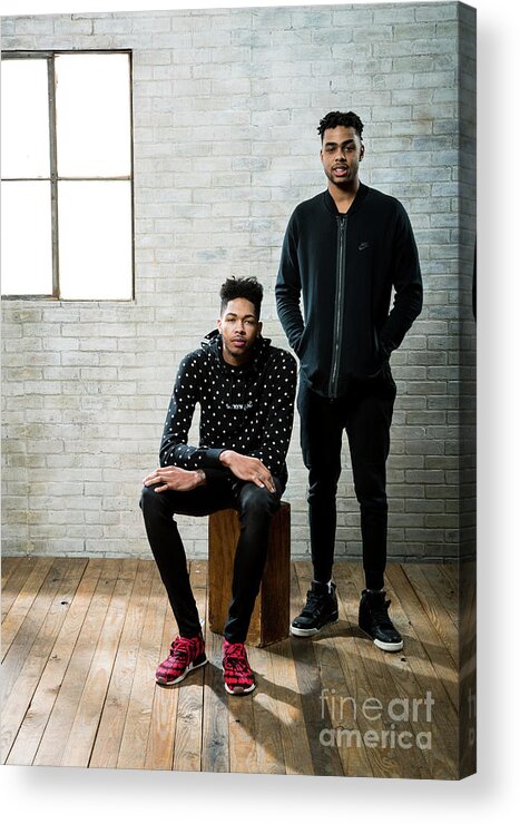 Nba Pro Basketball Acrylic Print featuring the photograph D'angelo Russell and Brandon Ingram by Nathaniel S. Butler