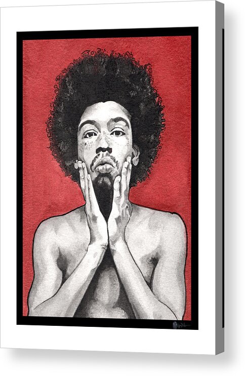 Portrait Acrylic Print featuring the painting Davis In Red-Cropped by Tiffany DiGiacomo