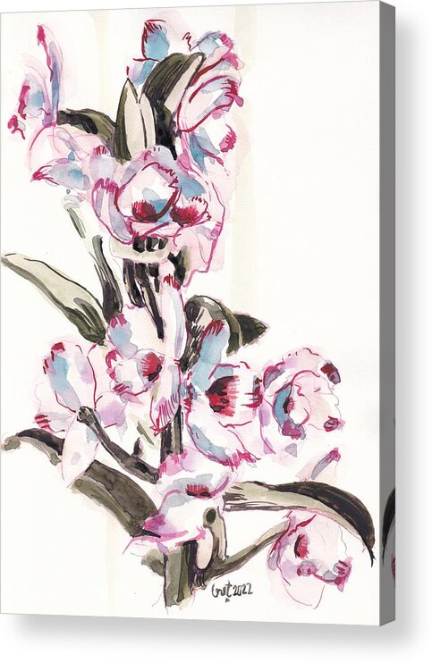 Noble Acrylic Print featuring the painting Dendrobium Nobile by George Cret