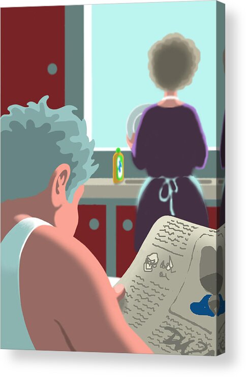 Married Couple Acrylic Print featuring the digital art Archie and Marj by Tom Dickson