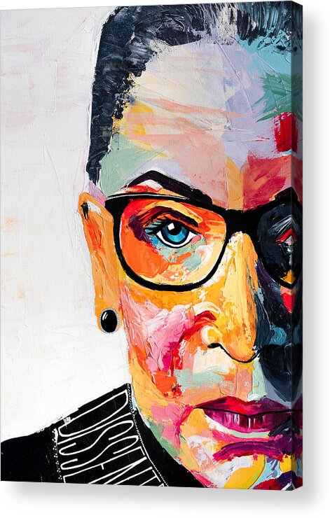 Portrait Acrylic Print featuring the painting Dissent - Cropped by LA Smith