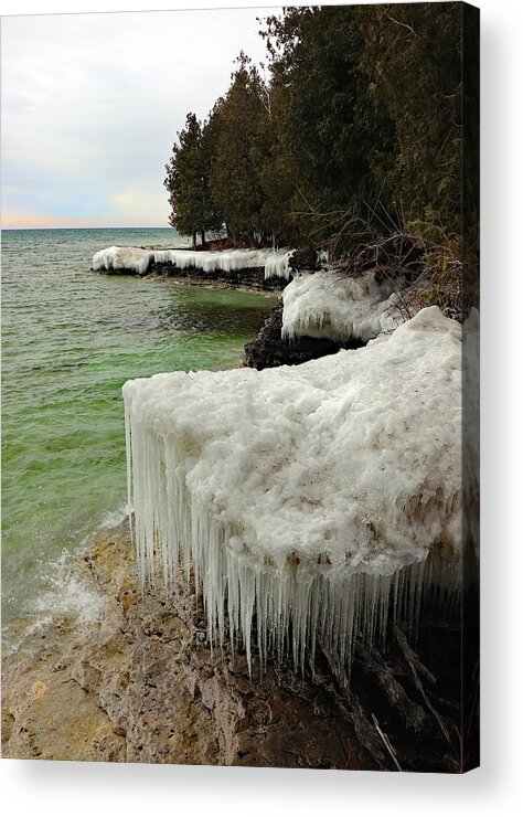 Fall Acrylic Print featuring the photograph Early Shoreline Ice by David T Wilkinson