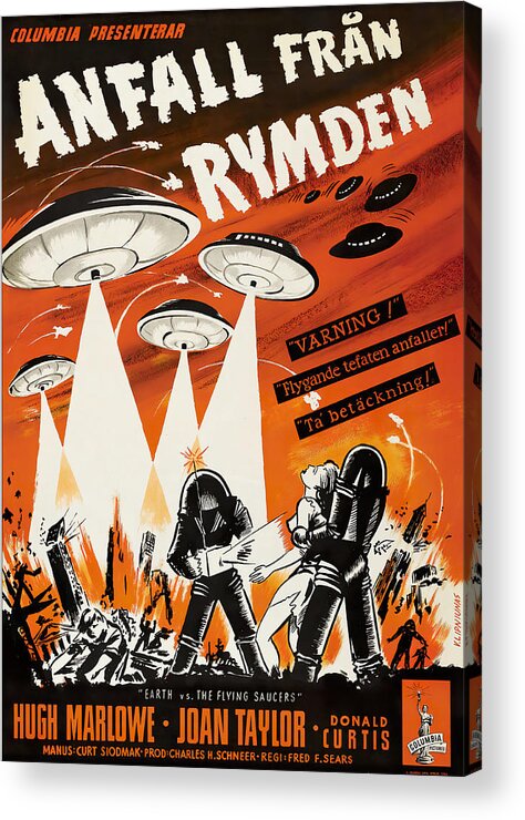 Synopsis Acrylic Print featuring the mixed media ''Earth vs. the Flying Saucers'', 1956 by Movie World Posters