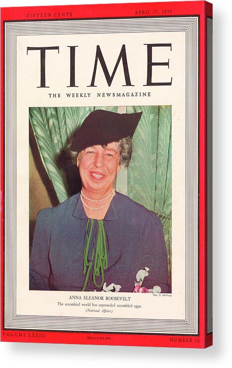 Nation Acrylic Print featuring the photograph Eleanor Roosevelt - 1939 by Thomas D Mcavoy