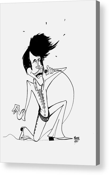 Elvis Acrylic Print featuring the drawing Elvis '71 by Michael Hopkins