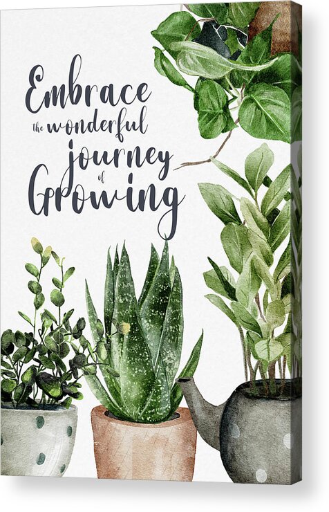 Plant Mom Acrylic Print featuring the digital art Embrace The Wonderful Journey of Growing by Sambel Pedes
