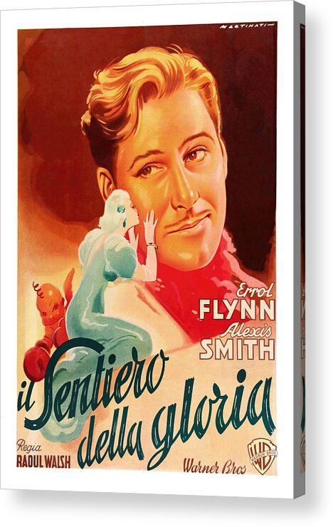 Errol Flynn Acrylic Print featuring the photograph ERROL FLYNN in GENTLEMAN JIM -1942-, directed by RAOUL WALSH. by Album