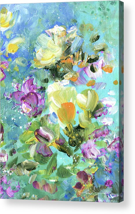 Flower Acrylic Print featuring the painting Explosion Of Joy 22 Dyptic 02 by Miki De Goodaboom