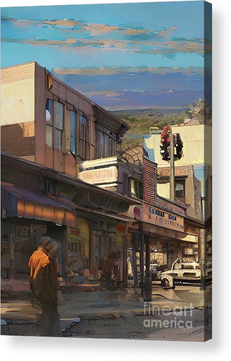 Farmington Acrylic Print featuring the digital art Farmington, New Mexico dreamscape city view wall art by Christina Fairhead