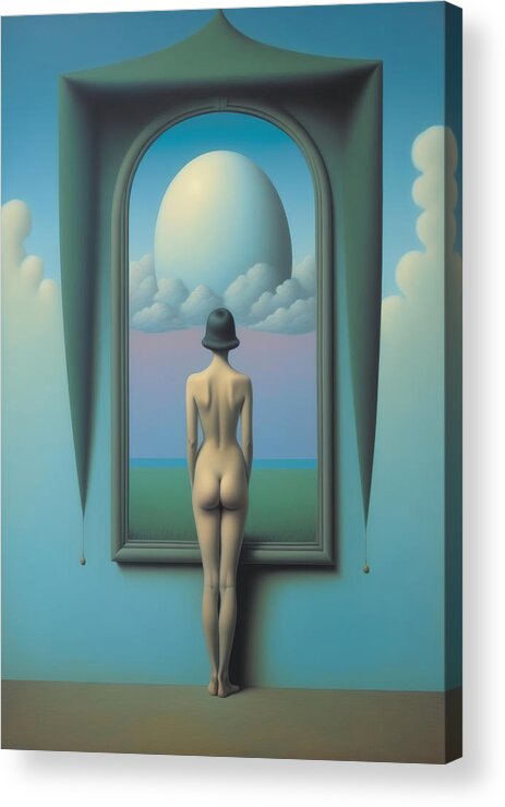 Surreal Acrylic Print featuring the painting Fertility -The Great Egg by My Head Cinema
