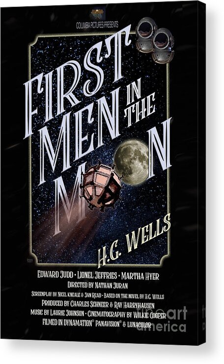 H.g. Wells Acrylic Print featuring the digital art First Men In The Moon Movie Poster by Brian Watt