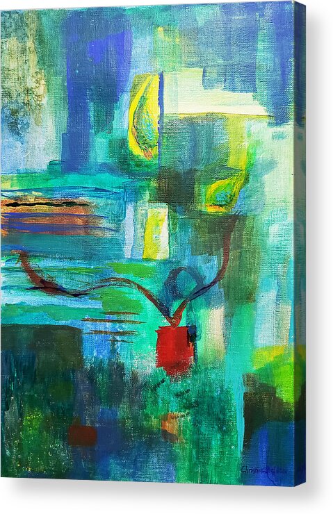 Abstract Acrylic Print featuring the painting Fish Eyed by Christine Bolden