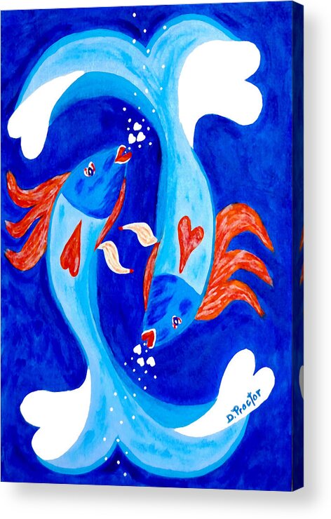 Fish Acrylic Print featuring the painting Fish Love by Donna Proctor