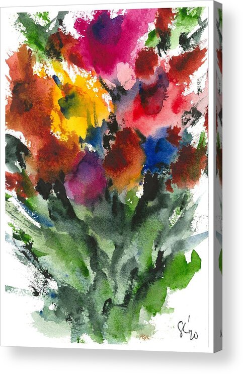 Water Acrylic Print featuring the painting Flower_Now by Loretta Coca
