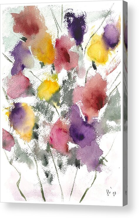 Water Acrylic Print featuring the painting Flowers by Loretta Coca