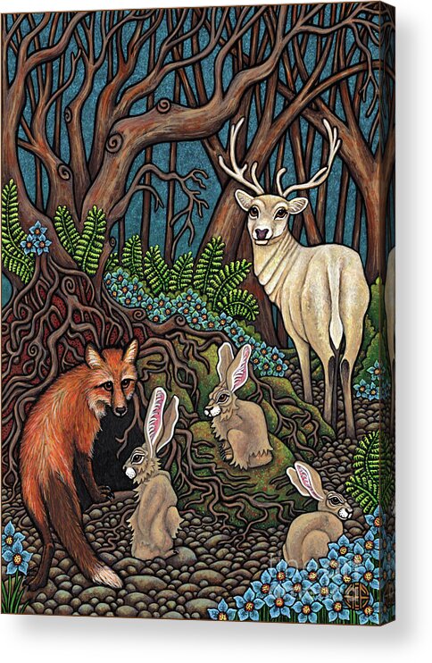 Hare Acrylic Print featuring the painting Forest Of Night by Amy E Fraser