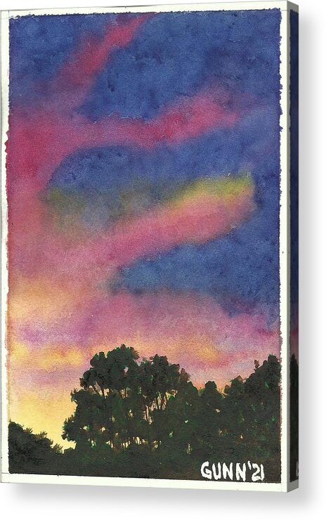 Sunset Acrylic Print featuring the painting Fruitland Sunset 3 by Katrina Gunn